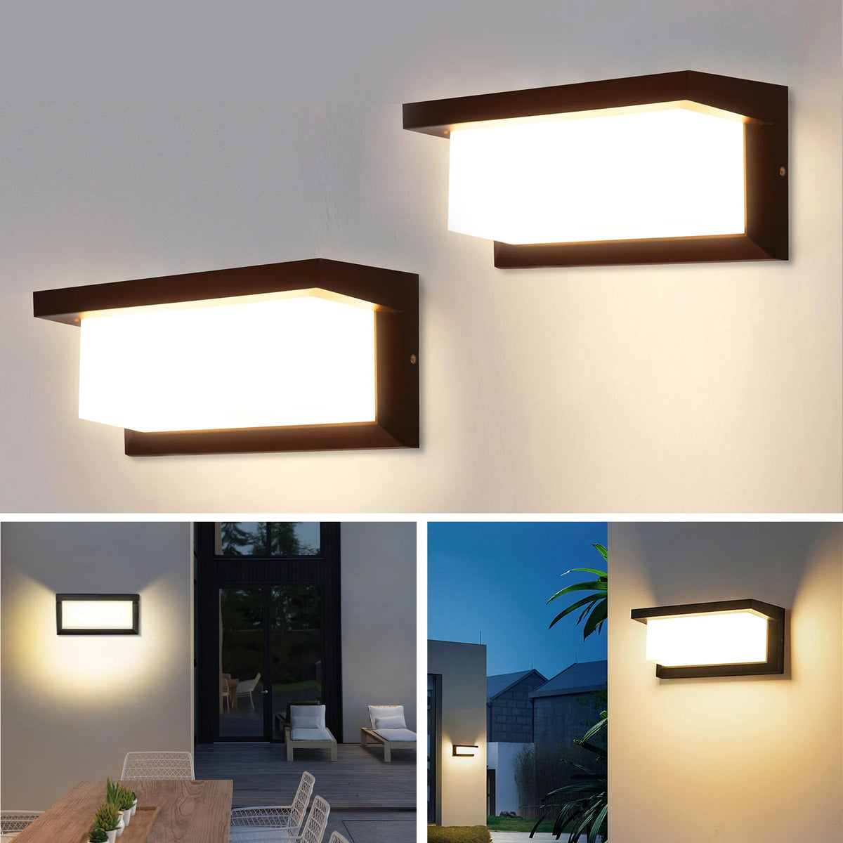 A vintage LED rectangle wall sconce with a rectangular light panel mounted on a white wall.