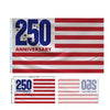 لافتة مستطيلة وطنية تتضمن خطوطًا حمراء وبيضاء ونص 250 ذكرى.