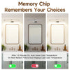 Three options for memory chip LED mirror lights showing ON and OFF states.