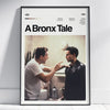 A framed poster titled A Bronx Tale featuring two men interacting in a sepia-toned scene.