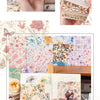 A vintage paper pack featuring floral and nature designs for junk journals and scrapbooking.