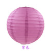 A round pink paper lantern with vertical folds.