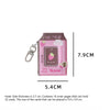 Pink cartoon milk bottle photo keychain with a silver clasp and a rectangular card slot.