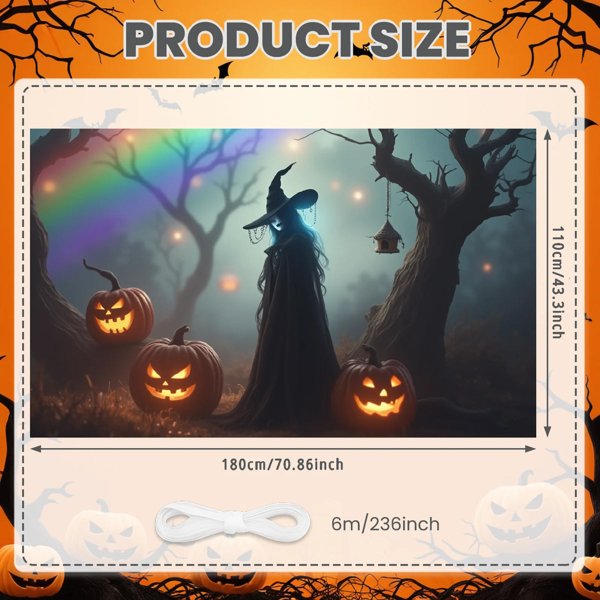 Large Halloween Witch Door Banner with Classic Spooky Design