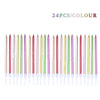 A set of 24 colorful birthday candles in various shades and colors.