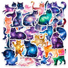 A collection of colorful PVC stickers featuring cats with starry sky and cosmic patterns for scrapbooking