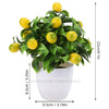 Artificial lemon tree bonsai with yellow fruit growing in a white pot