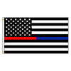 A flag design featuring the American flag pattern with a red and blue horizontal stripe across the middle.