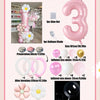 A set of 42 pink and white balloons, including a large number balloon and various sized balloons.
