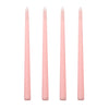 Four slender gradient color taper candles standing vertically.