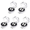 A set of realistic vampire fangs with adjustable fit shown in various sizes and packaging.