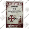 A vintage warning metal sign with a biohazard symbol and text for decor.