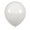 A single, round, white latex balloon floating against a white background.