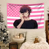 Anime theme tapestry featuring a character in a patriotic American flag design