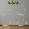 Four white hat organizer racks hanging on a light gray wall.