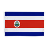 A rectangular flag design featuring horizontal stripes of blue, white, and red with a central emblem.