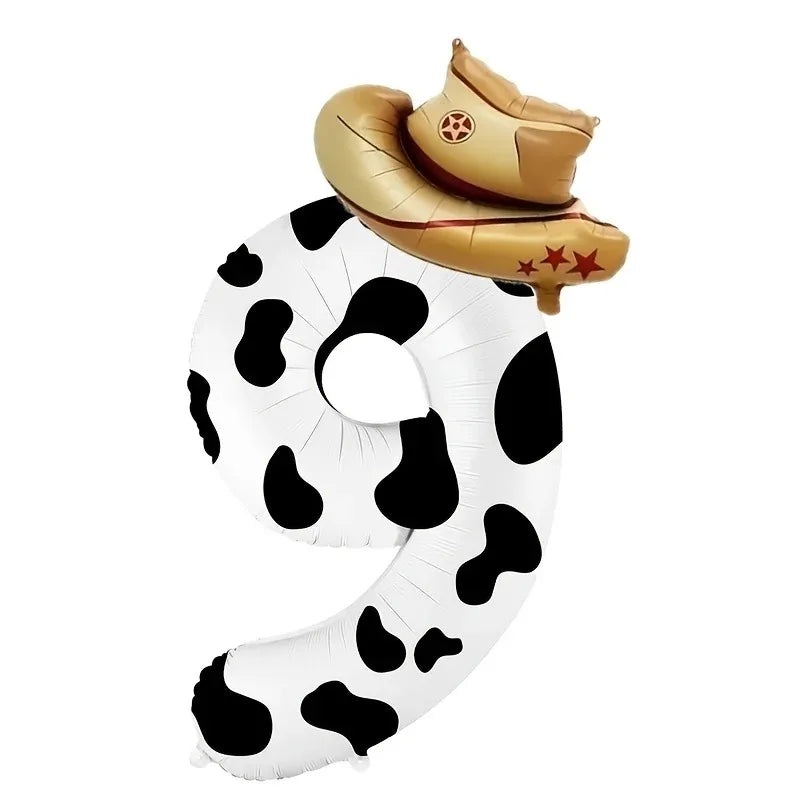 40-Inch Cowboy Cow Number Foil Balloon Set