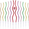 A collection of 48 rainbow colored birthday candles displayed vertically.