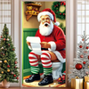 Merry Christmas Party Decoration Door Cover with Santa, Snowman & Reindeer Design