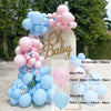 A kit of pink and blue balloons arranged in a display featuring the text Oh Baby