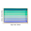 A rectangular lapel pin featuring five horizontal stripes of teal, mint green, and blue colors.