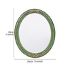 Classic oval wall mirror with a green frame and gold lace design.