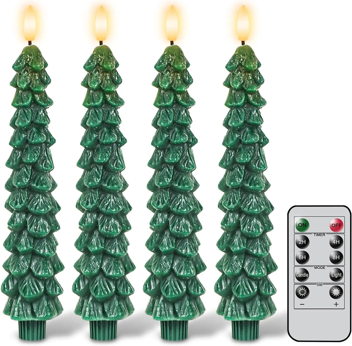 Christmas Tree LED Taper Candles with Remote Control and Timer