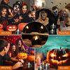 A collage showing various Halloween party themes including people, pumpkins, and candles for decoration.