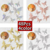A collection of 48 decorative 3D butterfly wall stickers in various colors and finishes for home decor.