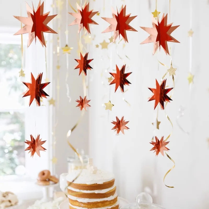 Gold Twinkle Star Paper Garlands