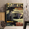Impression sur toile vintage JDM supercar, affiche avec texte japonais et voiture.