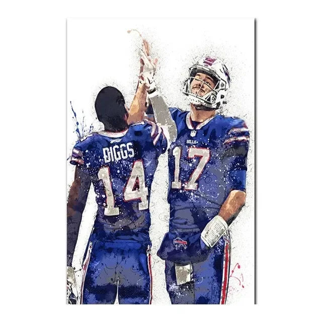 Abstract Football Player Canvas Wall Art