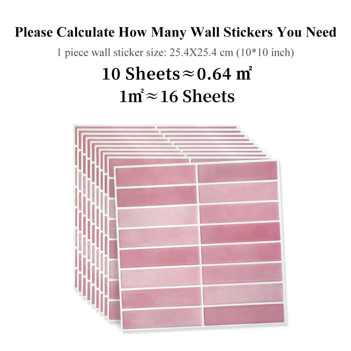A stack of pink peel-and-stick wall tiles for kitchen and bathroom backsplashes.