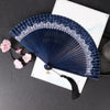 Traditional Bamboo Folding Fan with Solid Color Design