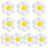 A set of elegant white daisy balloons with yellow centers.