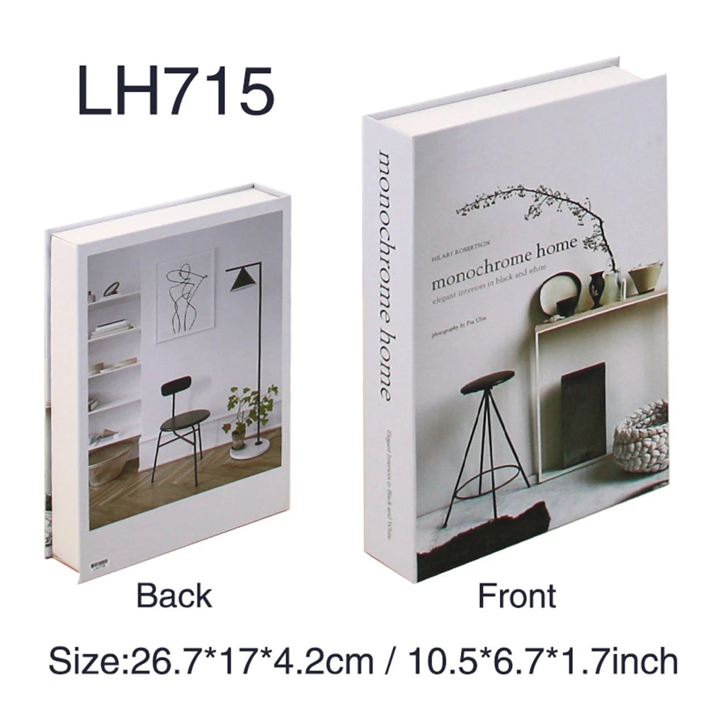 Front and back views of the LH715 monochrome home book decor set display interior styling ideas.