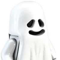 White ghost-shaped building block icon for horror movie collectors