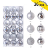 A set of 36 silver and clear glass Christmas baubles for holiday tree and decor.
