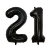 A set of two giant black foil balloons shaped like the number 21