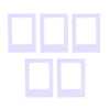 A set of five white decorative photo frame magnets.