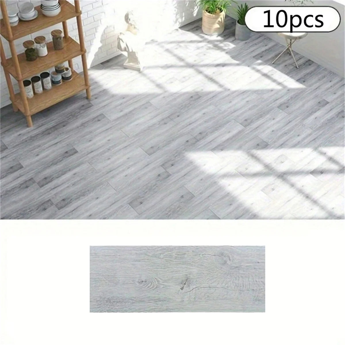 Self-Adhesive Wood Grain Floor Stickers (10-Pack)