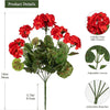 A bouquet of red silk faux flowers with adjustable leaves and branches.