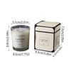 A rectangular scented candle in a cream-colored jar with a black lid and label.