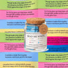 A glass jar filled with colorful Bible verses for faith and comfort