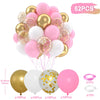 A balloon party decor kit featuring 52 balloons in pink and gold colors with confetti accents.