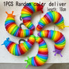 A set of 1 piece random color articulated fidget slug toys, flexible sensory toys for kids and adults.