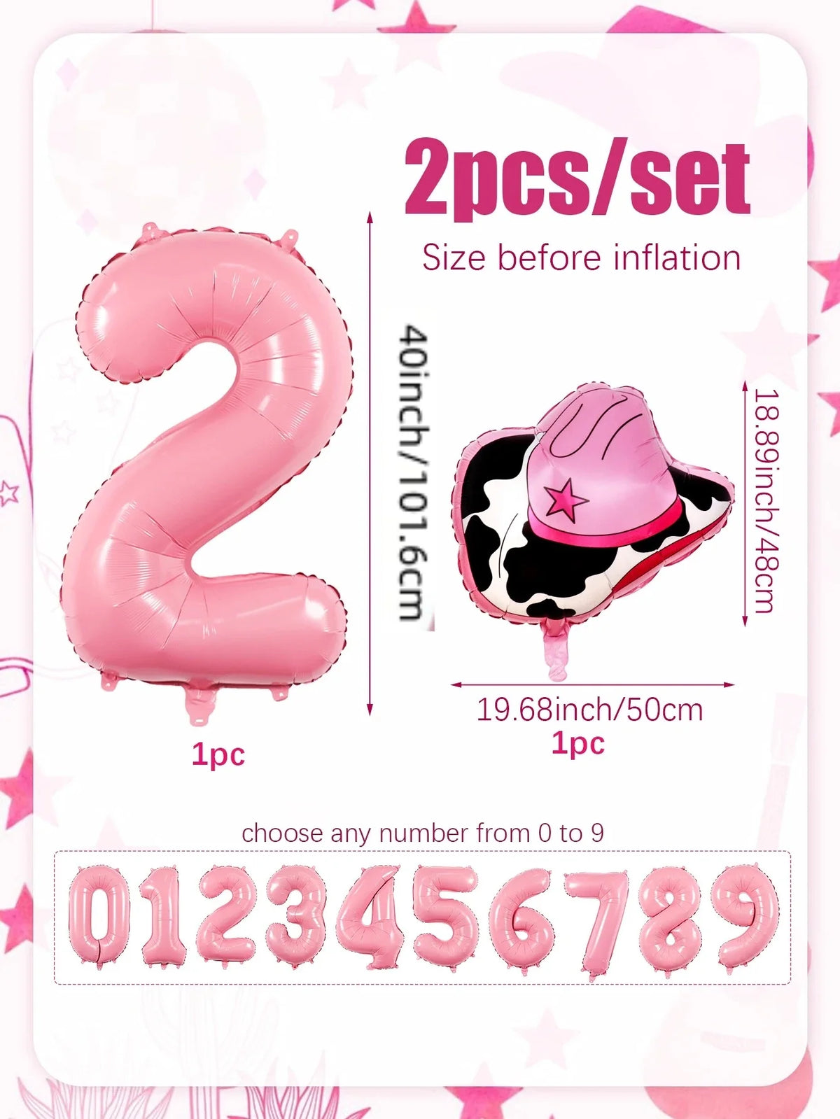40-Inch Cowboy Cow Number Foil Balloon Set