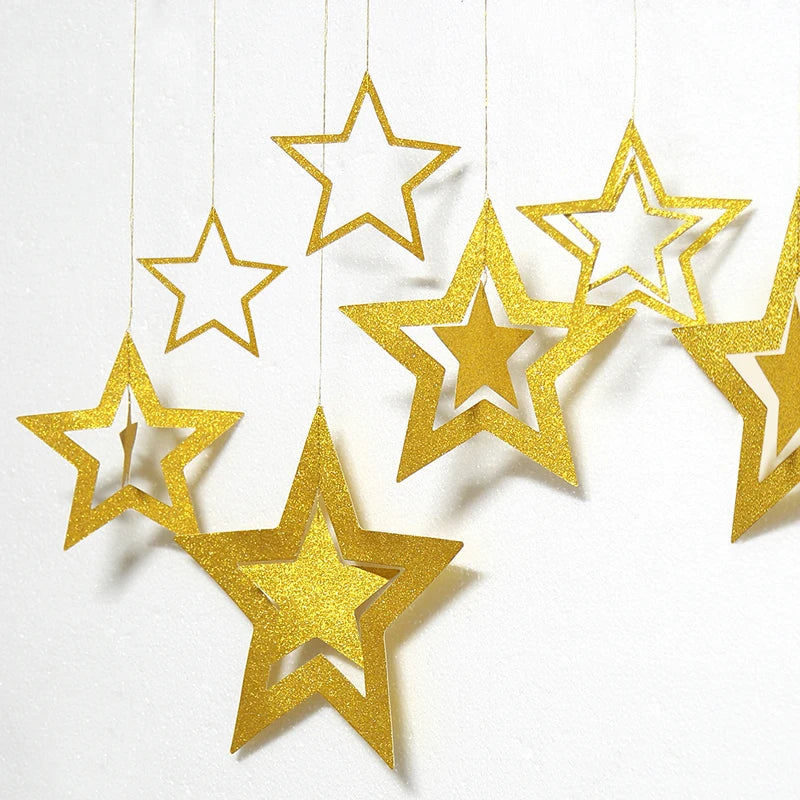 Gold Twinkle Star Paper Garlands