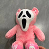 Ghost Face Bear Plush Toy – Black & Pink Two-Tone Halloween Bear