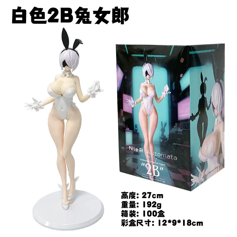 A white anime-style mechanic girl collectible figure standing on a circular base.